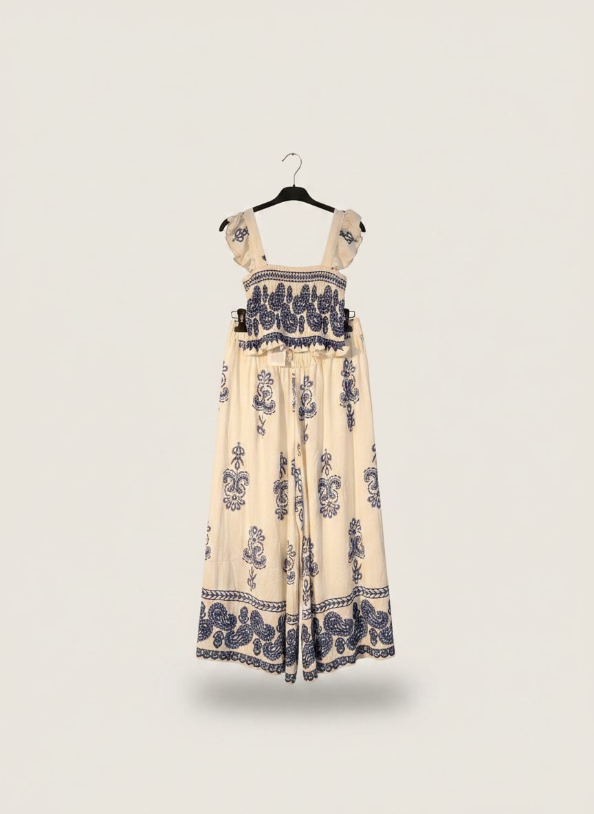White Embroidered Set with Coastal Breeze Vibe — clothing