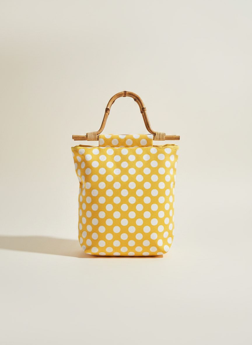 Retro Chic Yellow Bag with Bamboo Handle — accessories