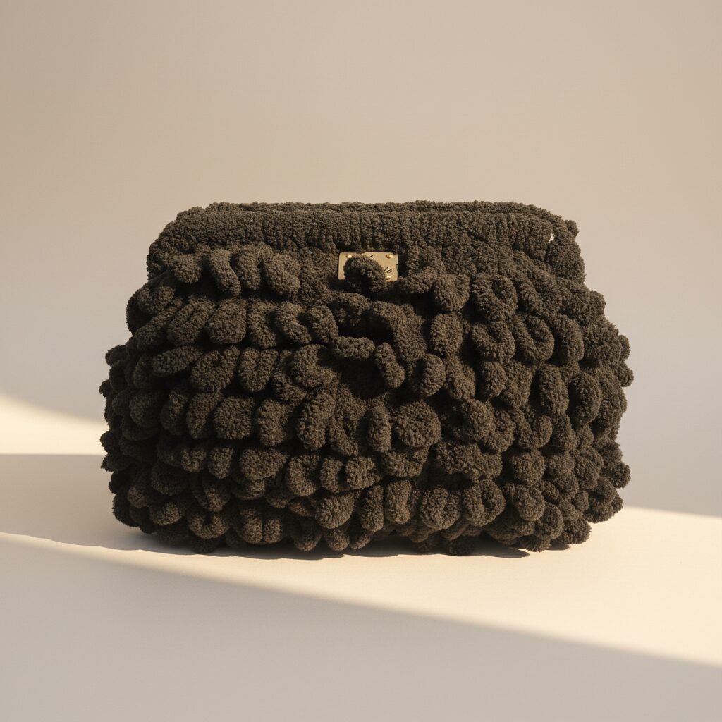 Handmade Knitted Cloud Bag in Deep Black — accessories