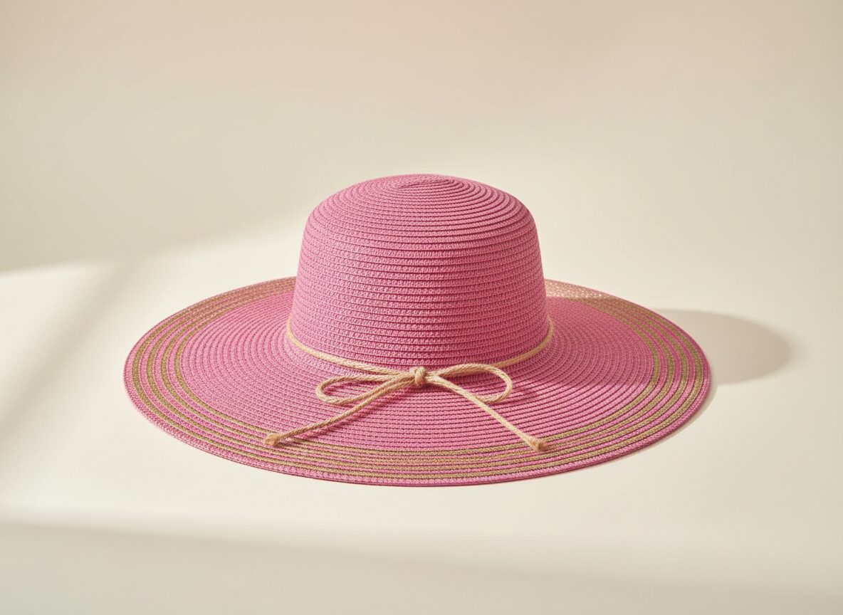 Pink Sunset Straw Hat with Gold Details — accessories
