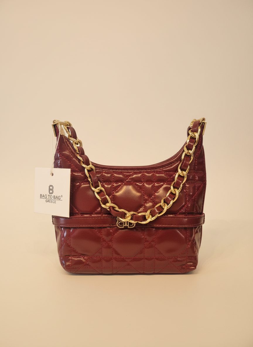 Bag to Bag Quilted Shoulder Bag in Deep Burgundy — accessories